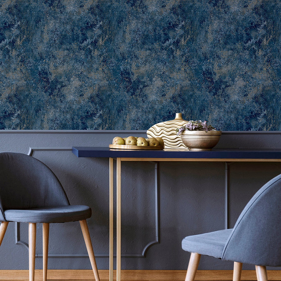 gideon-dark-blue-distressed-wallpaper-york-wallcoverings-ah298602 - York Wallcoverings Wallpaper