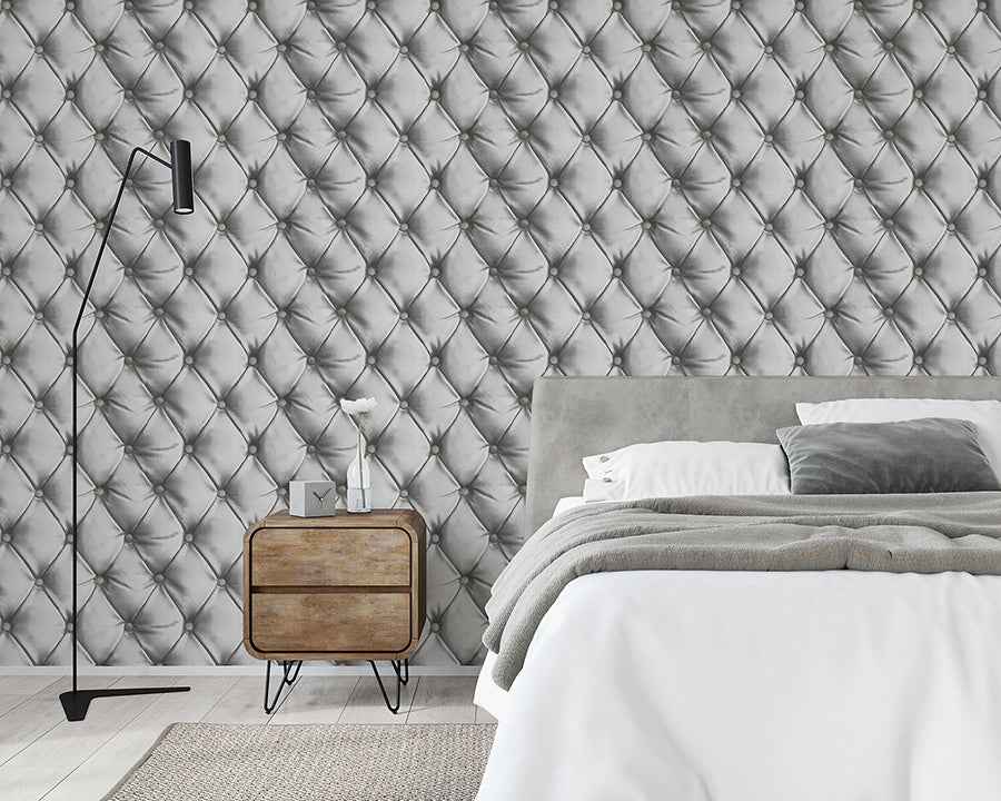 Ella Silver Tufted Wallpaper - York Wallcoverings - AH618104 - York Wallcoverings Wallpaper
