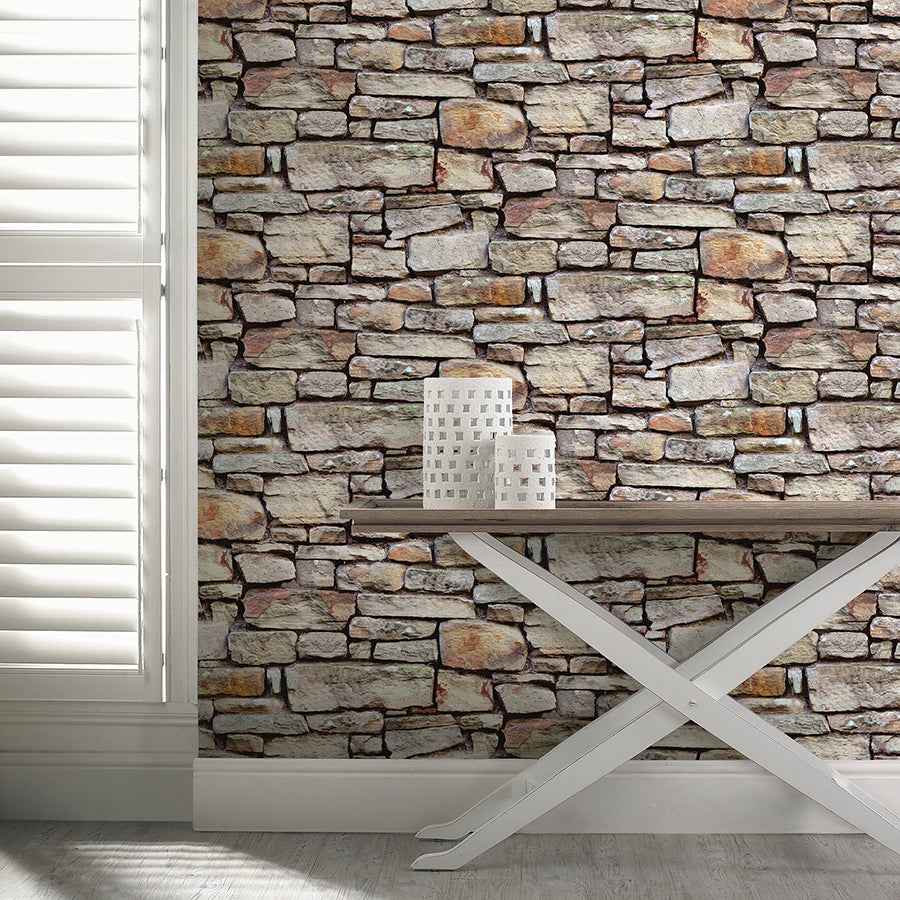 Norman Neutral Stone Wallpaper - York Wallcoverings - AH668901 - York Wallcoverings Wallpaper