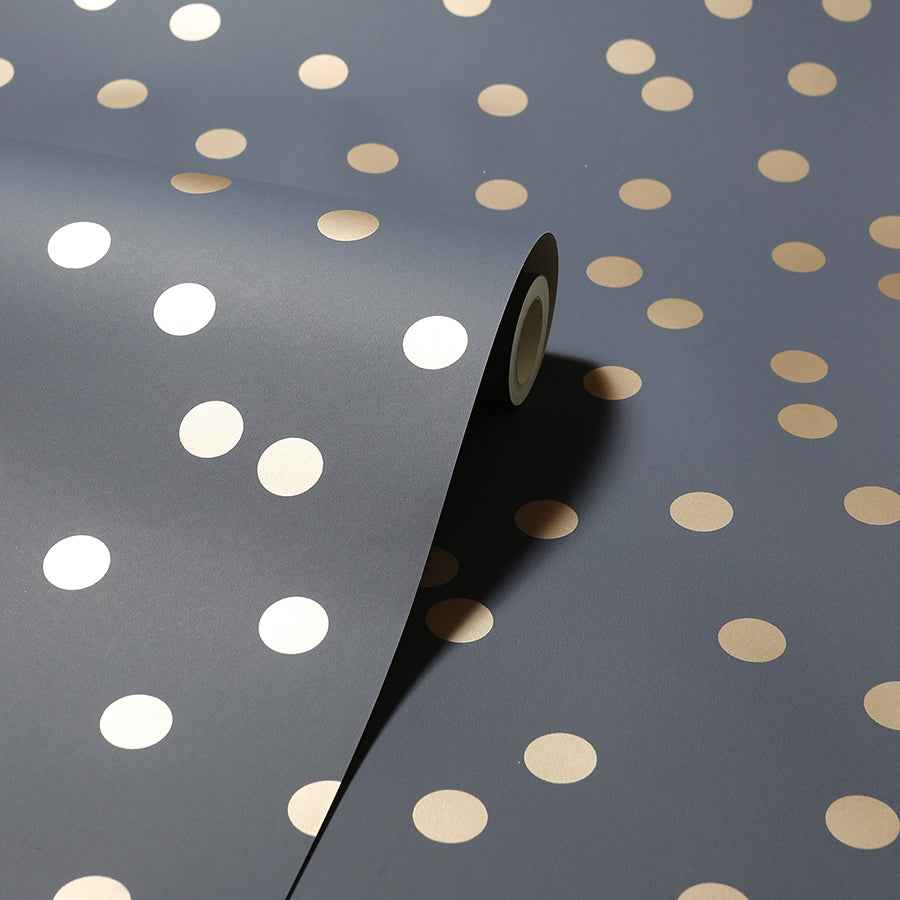 Priscella Charcoal Polka Dot Wallpaper - York Wallcoverings - AH685001 - York Wallcoverings Wallpaper