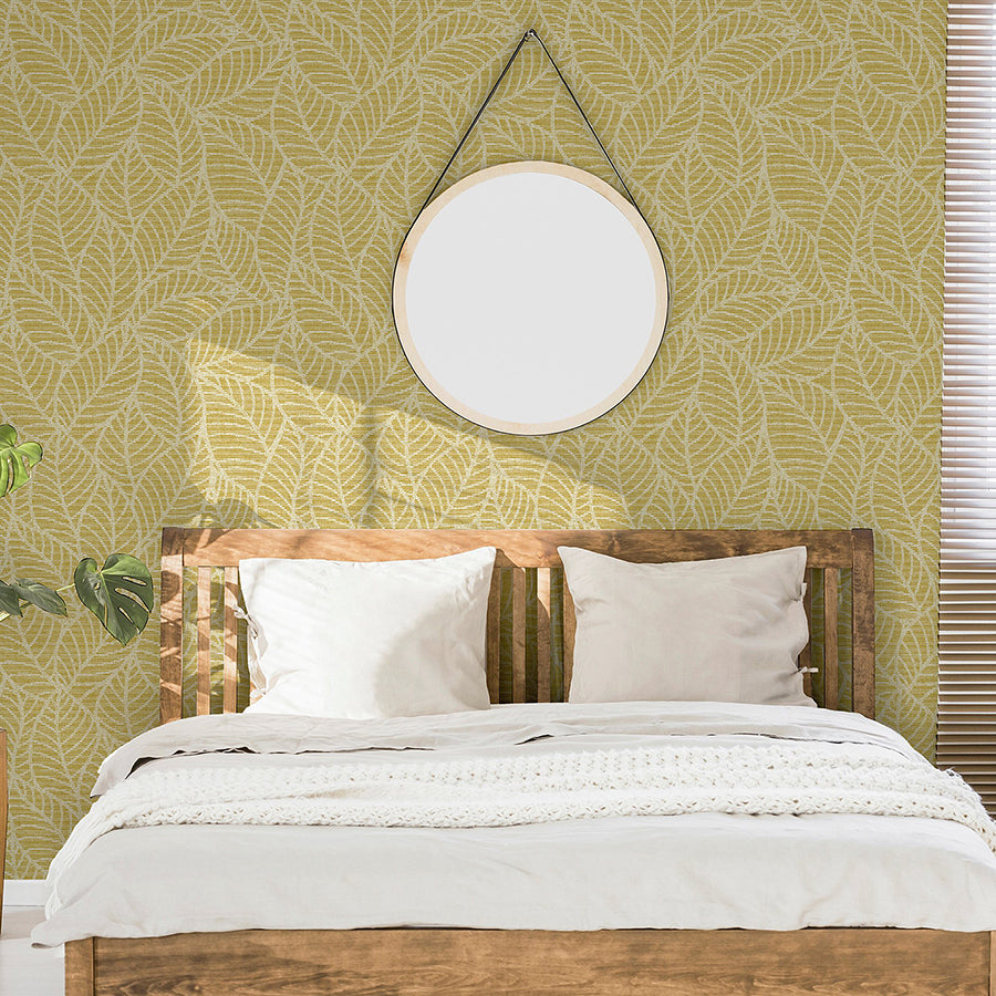 mavis-mustard-leaf-wallpaper-york-wallcoverings-ah692506 - York Wallcoverings Wallpaper