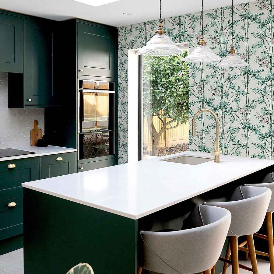 Ayumi White Glitter Bamboo Wallpaper - York Wallcoverings - AH692509 - York Wallcoverings Wallpaper