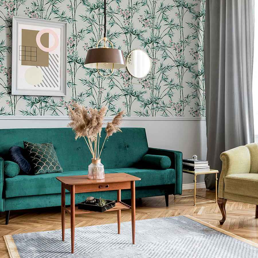 Ayumi White Glitter Bamboo Wallpaper - York Wallcoverings - AH692509 - York Wallcoverings Wallpaper