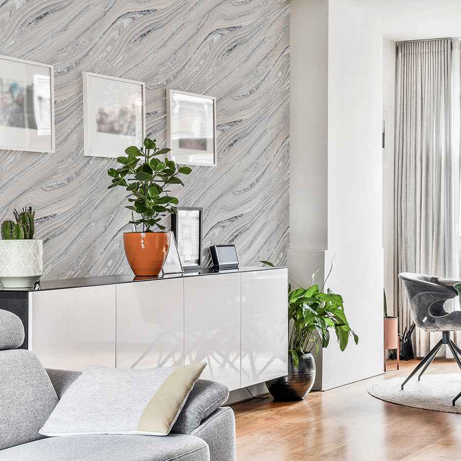 Nellie Silver Stone Wallpaper - York Wallcoverings - AH692605 - York Wallcoverings Wallpaper