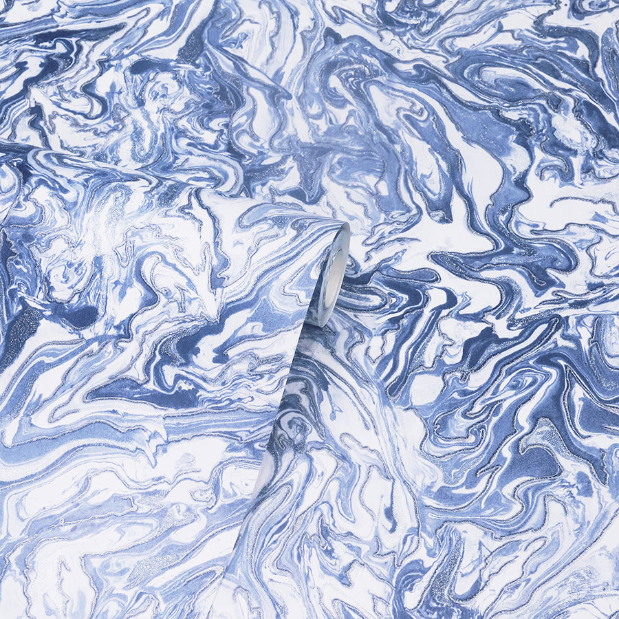 osgood-navy-marbled-wallpaper-york-wallcoverings-ah693902 - York Wallcoverings Wallpaper