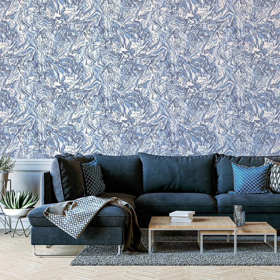 osgood-navy-marbled-wallpaper-york-wallcoverings-ah693902 - York Wallcoverings Wallpaper
