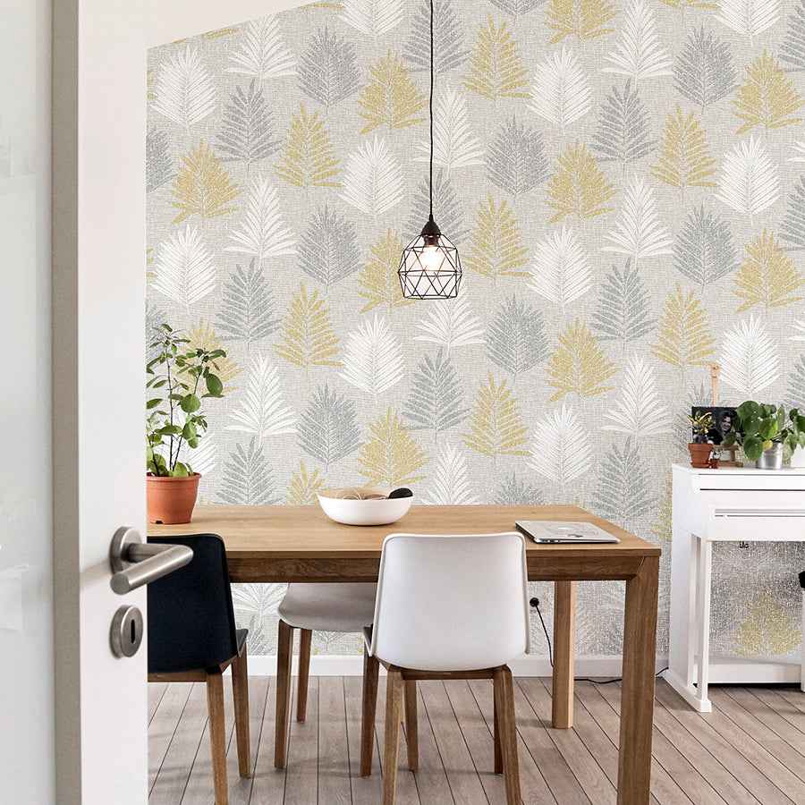 Willis Mustard Palm Frond Wallpaper - York Wallcoverings - AH697800 - York Wallcoverings Wallpaper