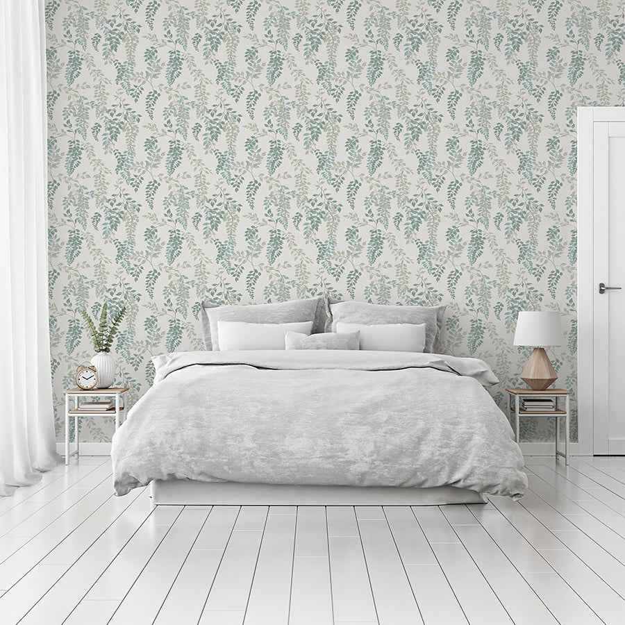 Manami Green Wisteria Wallpaper - York Wallcoverings - AH907005 - York Wallcoverings Wallpaper