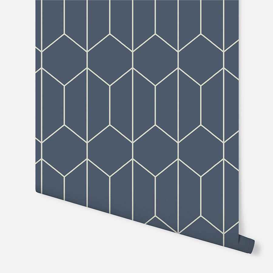 Orson Navy Trellis Wallpaper - York Wallcoverings - AH909702 - York Wallcoverings Wallpaper