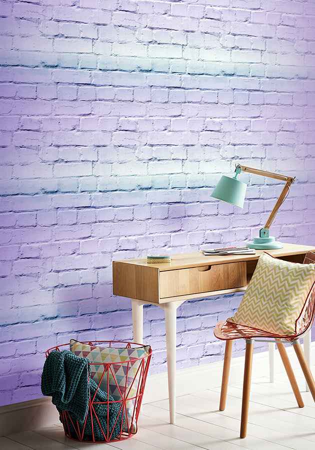 Winifred Lavender Ombre Brick Wallpaper - York Wallcoverings - AH909707 - York Wallcoverings Wallpaper
