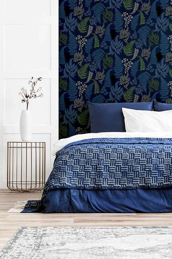 Jerome Blue Botanical Wallpaper - York Wallcoverings - AH909800 - York Wallcoverings Wallpaper
