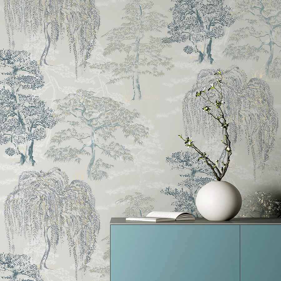 Midori Grey Trees Wallpaper - York Wallcoverings - AH909809 - York Wallcoverings Wallpaper