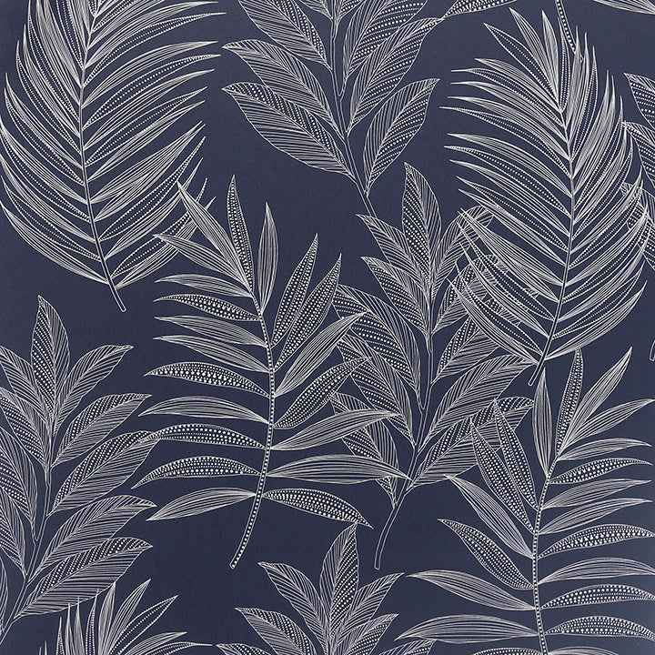 Theodore Navy Frond Wallpaper - York Wallcoverings - AH921205