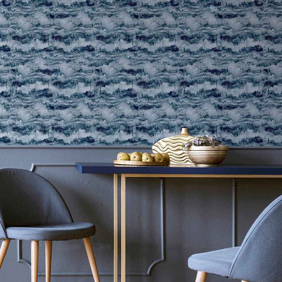 Irene Navy Painted Canvas Wallpaper - York Wallcoverings - AH921606 - York Wallcoverings Wallpaper