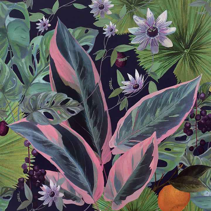 Etta Navy Tropical Wallpaper - York Wallcoverings - AH921703 - York Wallcoverings Wallpaper