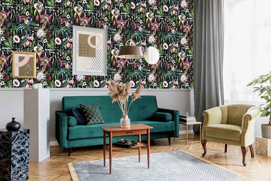 Lucretia Multicolor Tropical Wallpaper - York Wallcoverings - AH922805 - York Wallcoverings Wallpaper