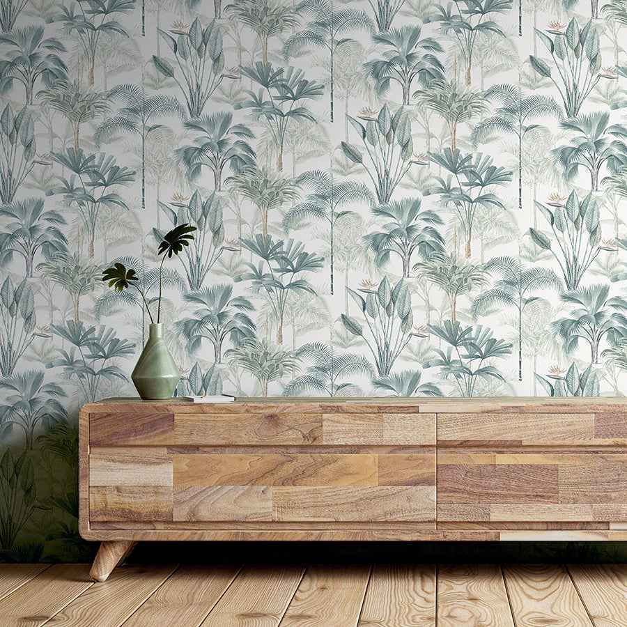 Freda Green Palm Trees Wallpaper - York Wallcoverings - AH922908 - York Wallcoverings Wallpaper