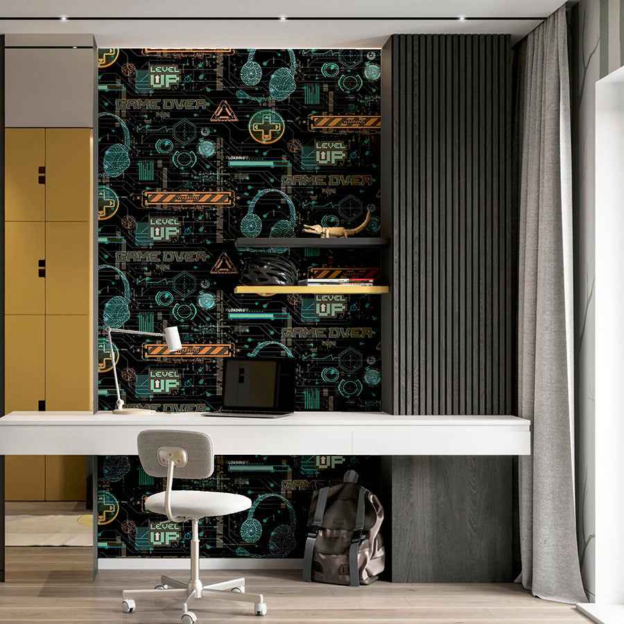 Casper Black Gamer Wallpaper - York Wallcoverings - AH923707 - York Wallcoverings Wallpaper