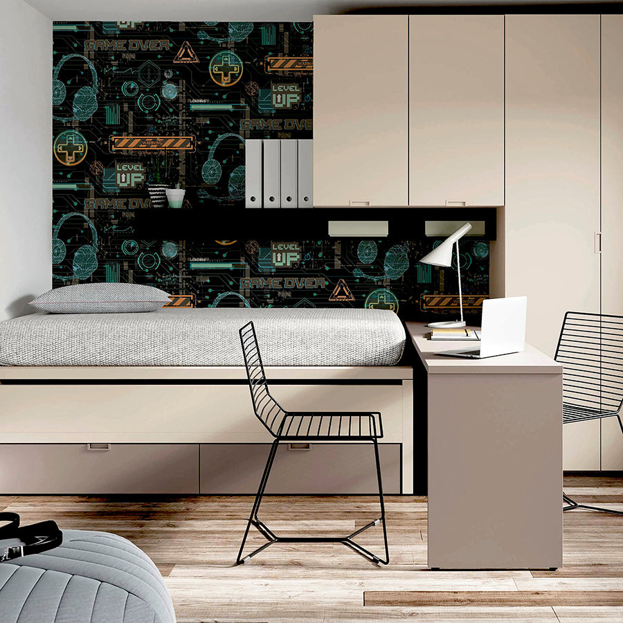 casper-black-gamer-wallpaper-york-wallcoverings-ah923707 - York Wallcoverings Wallpaper