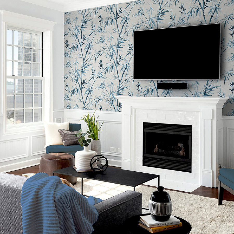 moriko-blue-bamboo-wallpaper-york-wallcoverings-ah924107 - York Wallcoverings Wallpaper