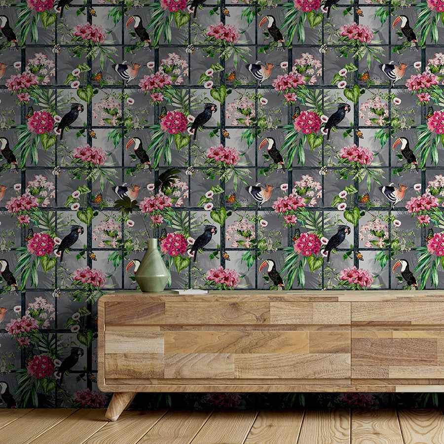 Dorothea Multicolor Tropical Birds Wallpaper - York Wallcoverings - AH924408 - York Wallcoverings Wallpaper