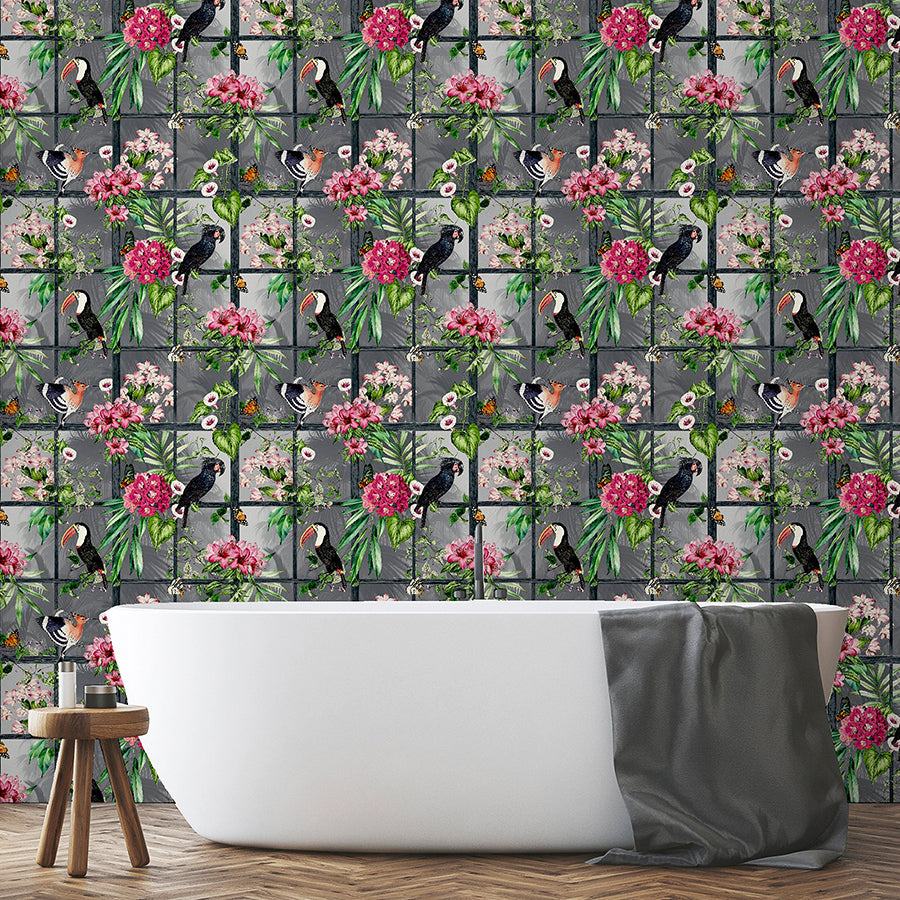 dorothea-multicolor-tropical-birds-wallpaper-york-wallcoverings-ah924408 - York Wallcoverings Wallpaper