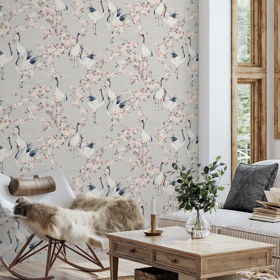 harumi-light-grey-blossom-wallpaper-york-wallcoverings-ah924800 - York Wallcoverings Wallpaper