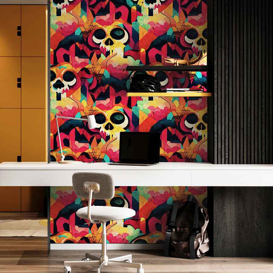 Millicent Multicolor Skull Wallpaper - York Wallcoverings - AH925107 - York Wallcoverings Wallpaper