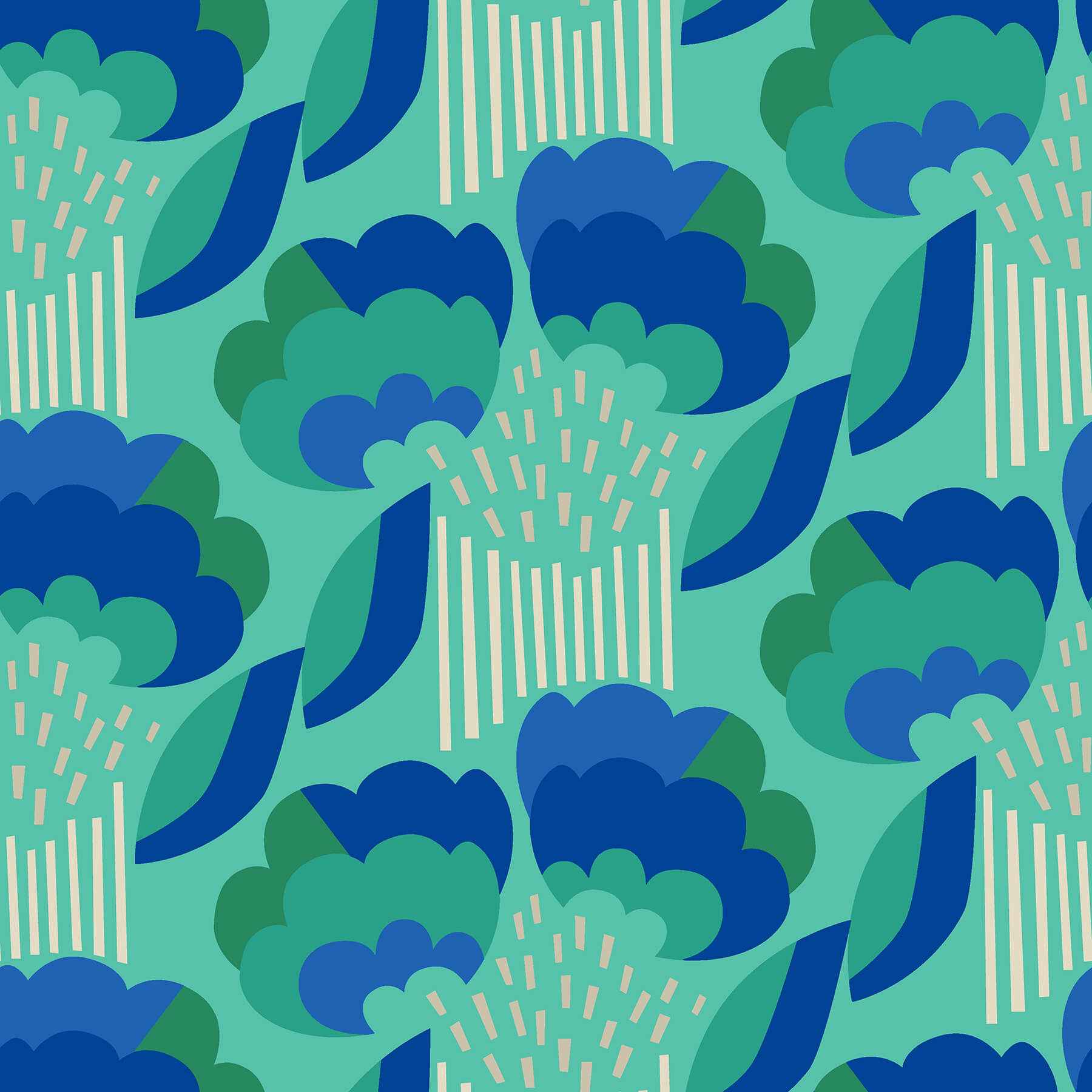 Retro Esme Aqua Peel & Stick Wallpaper - York Wallcoverings - MCS6399 - York Wallcoverings Wallpaper