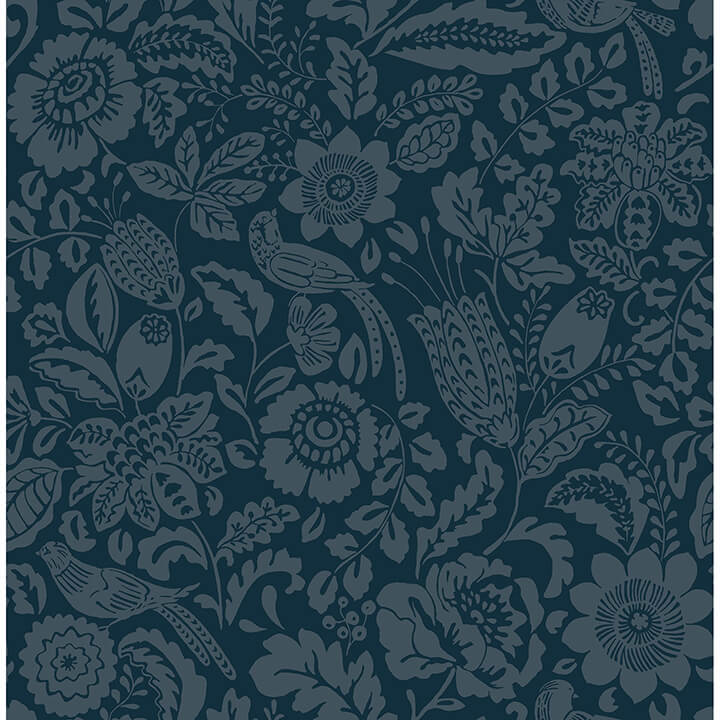 marta-navy-floral-trail-wallpaper-york-wallcoverings-4147-27360 - York Wallcoverings Papel pintado