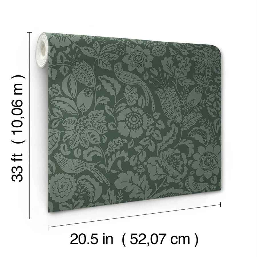 Marta Green Floral Trail Wallpaper - York Wallcoverings - 4147-27362