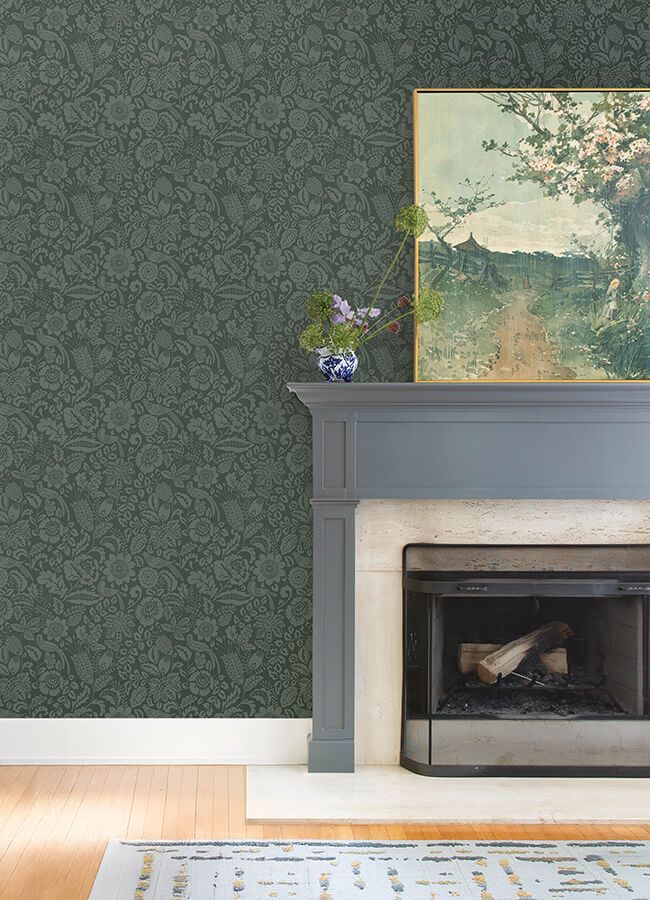 marta-green-floral-trail-wallpaper-york-wallcoverings-4147-27362 - York Wallcoverings Papel pintado