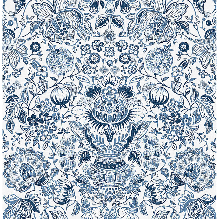 blanche-blue-floral-damask-wallpaper-york-wallcoverings-4147-27372 - York Wallcoverings Wallpaper