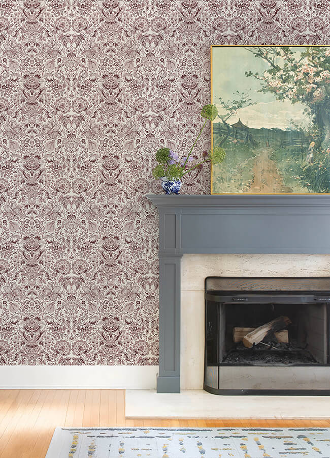 blanche-plum-floral-damask-wallpaper-york-wallcoverings-4147-27373 - York Wallcoverings Wallpaper