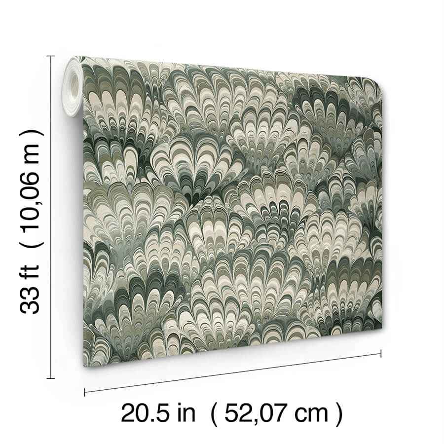 Octavia Dark Green Marbled Ink Wallpaper - York Wallcoverings - 4147-27377
