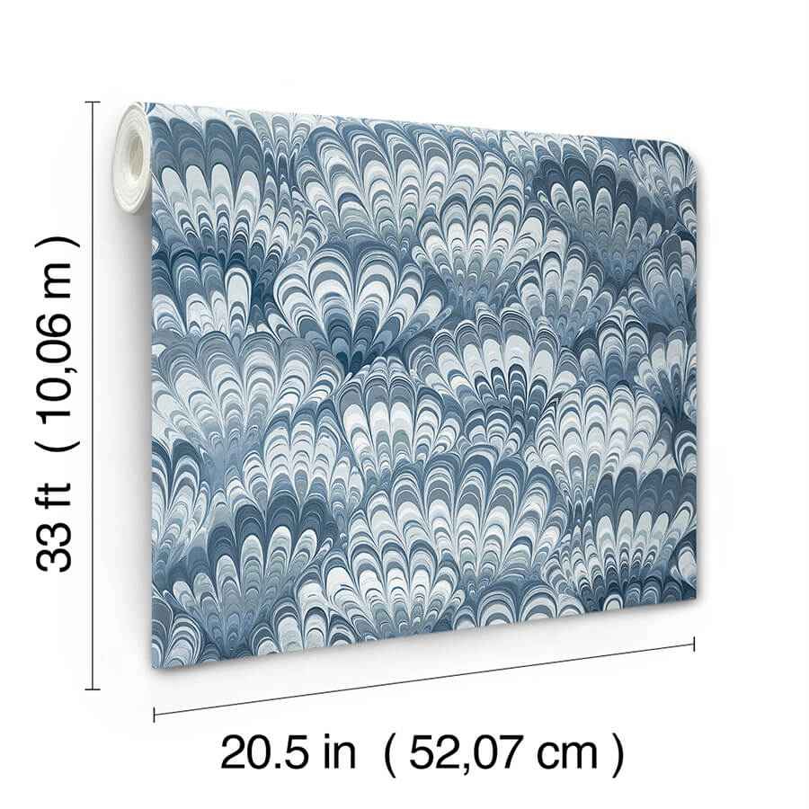 Octavia Blue Marbled Ink Wallpaper - York Wallcoverings - 4147-27379