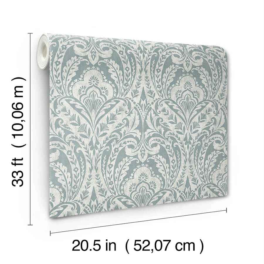 Berkshire Denim Damask Wallpaper - York Wallcoverings - 4147-27380
