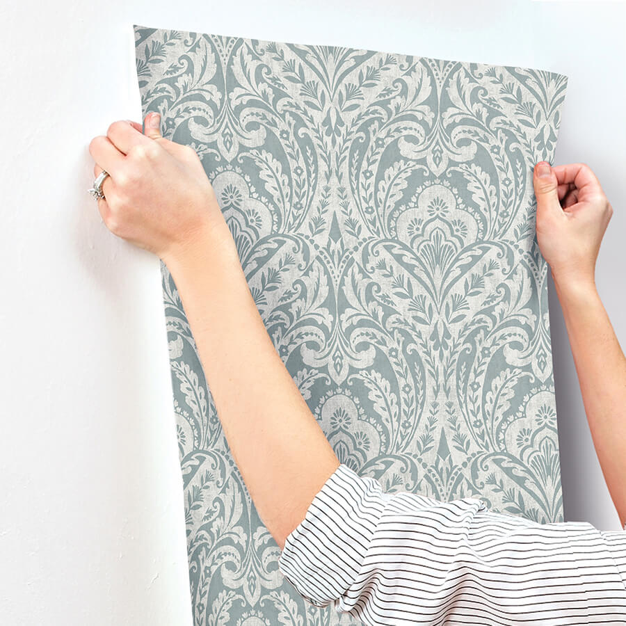 berkshire-denim-damask-wallpaper-york-wallcoverings-4147-27380 - York Wallcoverings Wallpaper
