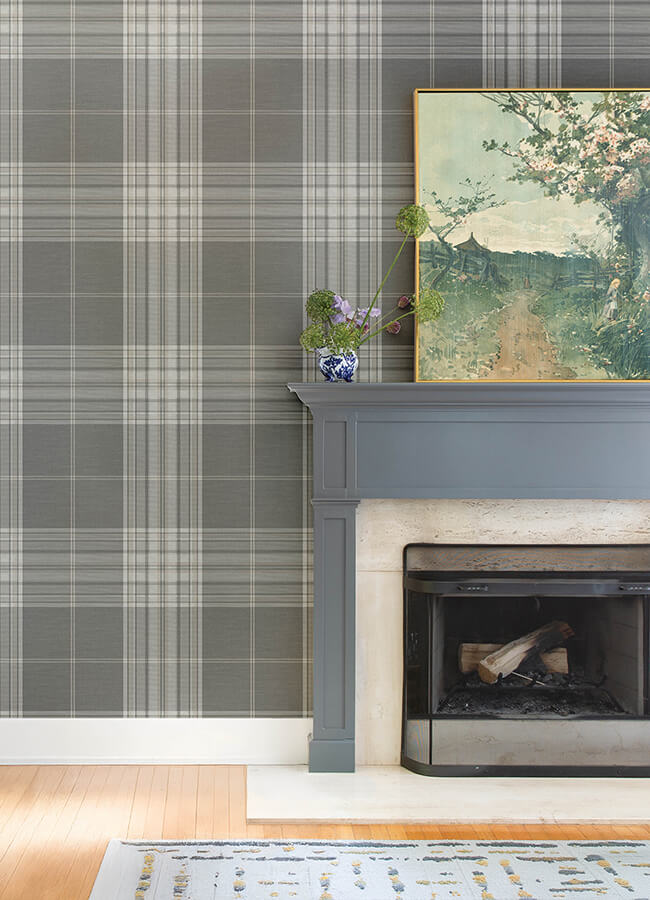 westley-grey-plaid-wallpaper-york-wallcoverings-4147-27384 - York Wallcoverings Papel pintado
