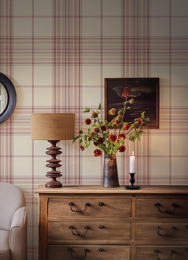 westley-magenta-plaid-wallpaper-york-wallcoverings-4147-27385 - York Wallcoverings Wallpaper