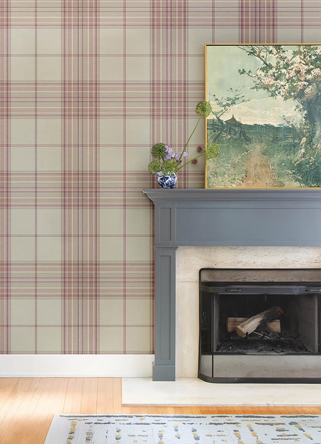 westley-magenta-plaid-wallpaper-york-wallcoverings-4147-27385 - York Wallcoverings Wallpaper