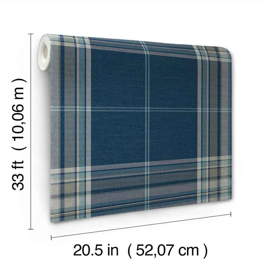 Westley Navy Plaid Wallpaper - York Wallcoverings - 4147-27386