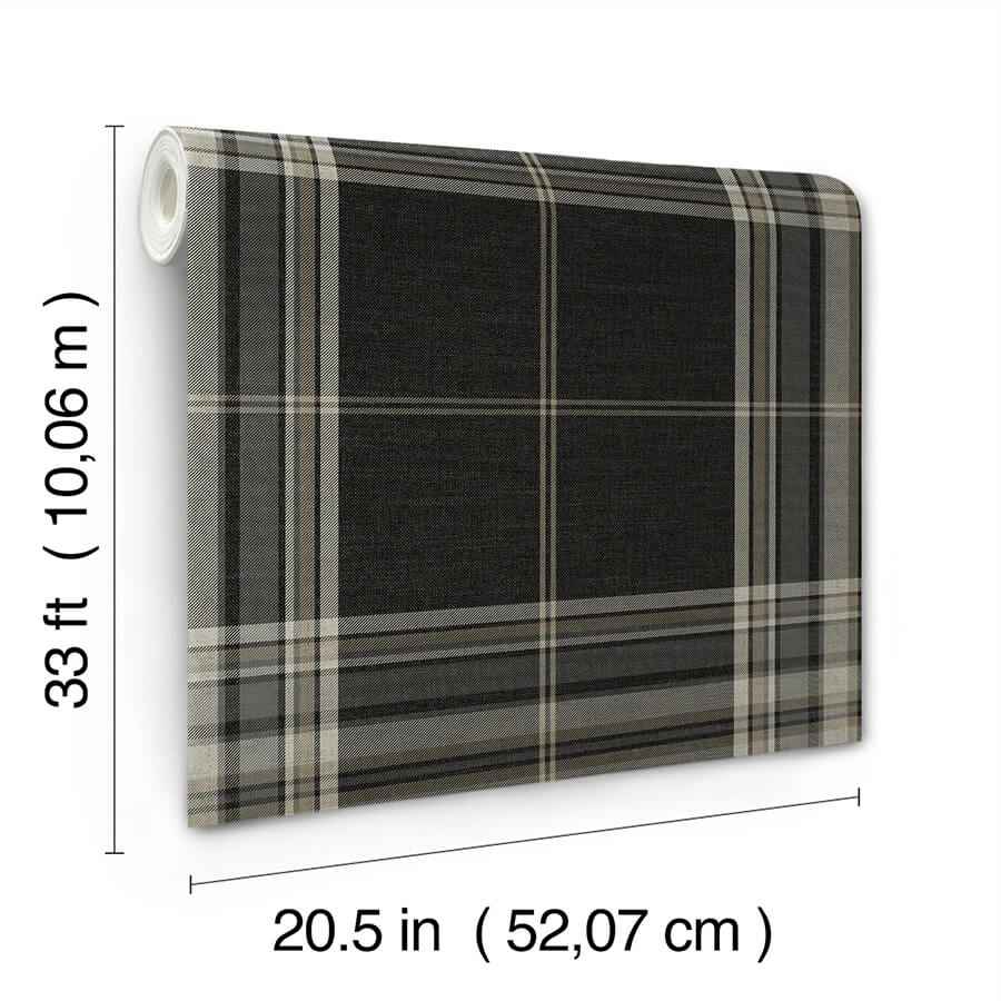 Westley Black Plaid Wallpaper - York Wallcoverings - 4147-27388
