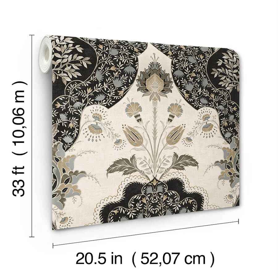 Auden Black Floral Grandeur Wallpaper - York Wallcoverings - 4147-27389 - York Wallcoverings Wallpaper