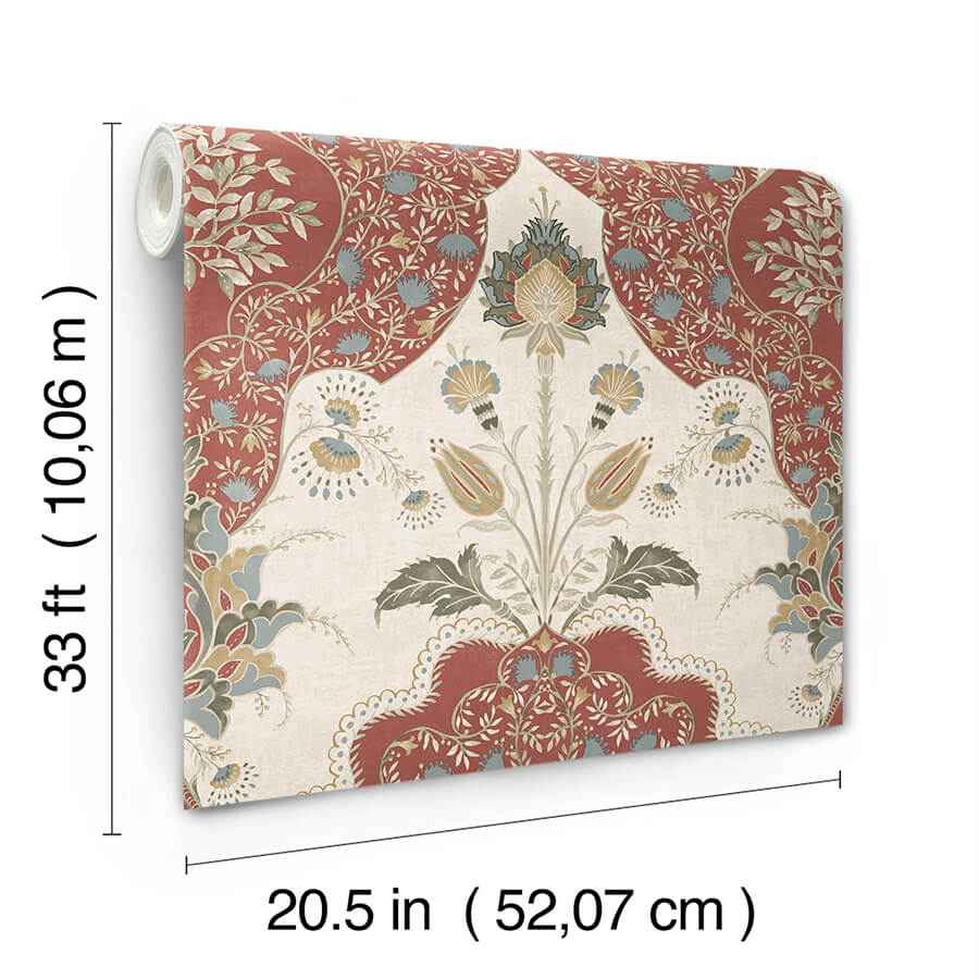 Auden Ruby Floral Grandeur Wallpaper - York Wallcoverings - 4147-27390 - York Wallcoverings Wallpaper