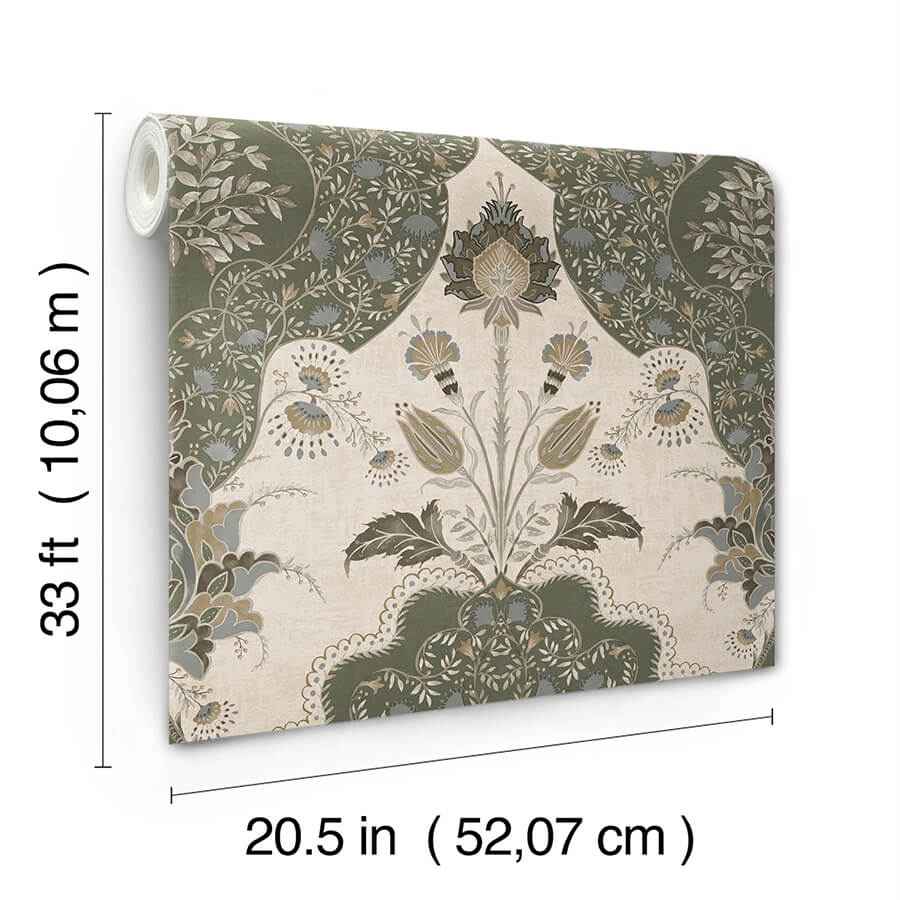 Auden Green Floral Grandeur Wallpaper - York Wallcoverings - 4147-27391