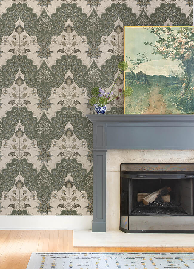auden-green-floral-grandeur-wallpaper-york-wallcoverings-4147-27391 - York Wallcoverings Papel pintado