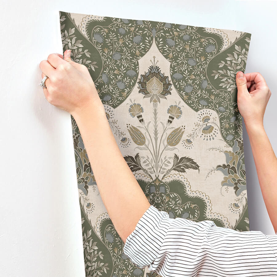 auden-green-floral-grandeur-wallpaper-york-wallcoverings-4147-27391 - York Wallcoverings Papel pintado