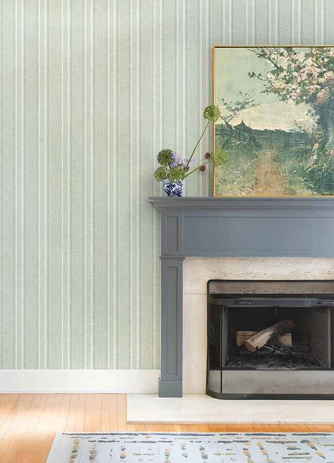 Ayanna Light Green Striped Wallpaper - York Wallcoverings - 4147-27395 - York Wallcoverings Wallpaper