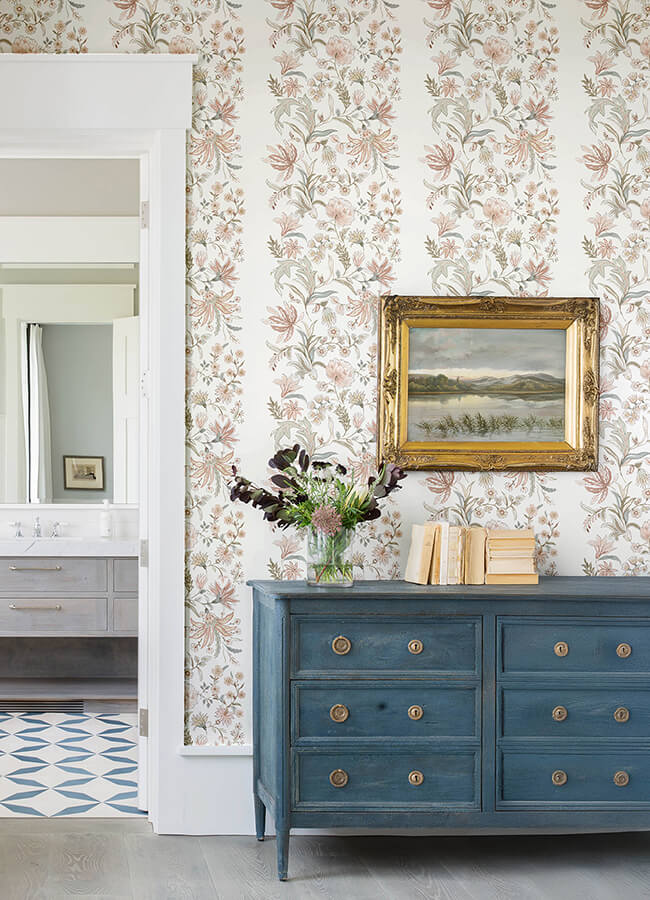 teonna-light-pink-floral-stripe-wallpaper-york-wallcoverings-4147-27399 - York Wallcoverings Papel pintado